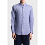 Emporio Armani % 100 Keten Regular Fit Klasik Yaka Uzun Kollu Gömlek Erkek Gömlek EM000099 TE10157 OB003 - Mavi - 2XL