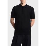 Emporio Armani % 100 Pamuk Relaxed Fit Fermuarlı Polo Yaka Kazak Erkek Polo Yaka Kazak EM004305 AF23761 UC001 - Siyah