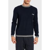 Emporio Armani % 100 Yün Regular Fit Bisiklet Yaka Logolu Kazak Erkek Kazak EM003387 AF14697 UB118 - Lacivert