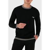 Emporio Armani % 100 Yün Regular Fit Bisiklet Yaka Logolu Kazak Erkek Kazak EM003387 AF14697 UC001 - Siyah