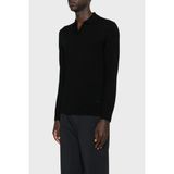 Emporio Armani % 100 Yün Regular Fit Polo Yaka Kazak Erkek Polo Yaka Kazak EM002479 AF19543 UC001 - Siyah