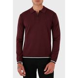 Emporio Armani % 100 Yün Regular Fit Yarım Fermuarlı Polo Yaka Kazak Erkek Kazak EM001512 AF14158 U5086 - Bordo - 3XL