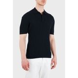 Emporio Armani % 100 Yün Slim Fit Kısa Kollu Düğmeli Polo Yaka Kazak Erkek Polo Yaka Kazak EM004389 AF23418 UB118 - Lacivert - 2XL