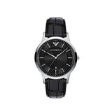 Emporio Armani Ar11826 Deri Erkek Kol Saati - Siyah