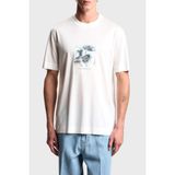 Emporio Armani Baskılı Pamuk Karışımlı Regular Fit Bisiklet Yaka T Shirt Erkek T Shirt EM005272 AF10017 U0003 - Beyaz