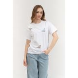 Emporio Armani Baskılı Regular Fit Pamuklu Bisiklet Yaka T Shirt Bayan T SHİRT EW000904 AF12601 F0026