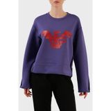 Emporio Armani Baskılı Relaxed Fit Bisiklet Yaka Sweatshirt, XS, 3R2M6G 2JXQZ 0820, MOR, kadın