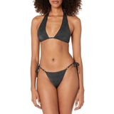 Emporio Armani Bayan Lurex dokulu iplik bant ve string Brezilya bikini seti, Siyah, L