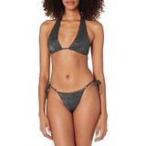 Emporio Armani Bayan Lurex dokulu iplik bant ve string Brezilya bikini seti, Siyah, XS
