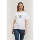 Emporio Armani Bisiklet Yaka T-Shirt, S, EW000904 AF12601 F0024, BEYAZ, Kadın