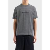 Emporio Armani Çizgili Pamuk Regular Fit Sıfır Yaka T Shirt Erkek T Shirt EM000824 AF12927 F0088 - Lacivert - Beyaz - XL
