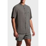 Emporio Armani Çizgili Regular Fit Kısa Kollu Gömlek Erkek Gömlek EM005144 AF20445 F1039 - Siyah - Bej