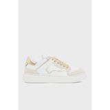 Emporio Armani Deri Logolu Sneaker Ayakkabı Bayan Ayakkabı EW003081 AF25727 MZ773 - Beyaz - Gold