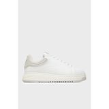 Emporio Armani Deri Logolu Sneaker Ayakkabı Erkek Ayakkabı EM003663 AF18212 M0459 - Beyaz - Mavi