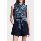 Emporio Armani Desenli% 100 Pamuk Regular Fit Kot Gömlek Bayan GÖMLEK EW000755 AF12438 FB057