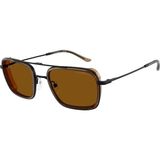 Emporio Armani EA2162 300163 54 Erkek Güneş Gözlüğü Geometrik Metal Çerçeve Kahverengi Cam UV 400 Filtre