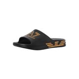 Emporio Armani EA7 Slider Crusher Distance con maxi logo, Erkek plaj/havuz terliği siyah/altın XBP008, siyah altın, 43 EU