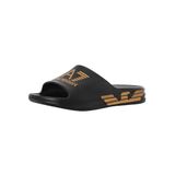 Emporio Armani EA7 Slider Crusher Distance con maxi logo, Erkek plaj/havuz terliği siyah/altın XBP008, siyah altın, 44 EU