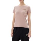 Emporio Armani EA7 tişört, kısa kollu, logo serisi, streç pamuk, kadınlar için, 7W000492, Fawn, L