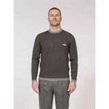 Emporio Armani Erkek % 100 Yün Regular Fit Bisiklet Yaka Logolu Gri Kazak EM003387 AF14697-U8120