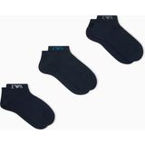 Emporio Armani Erkek Bilek Hizasında Esnek Pamuklu Logo Detaylı Üçlü Paket Lacivert Çorap EM000550 AF26377-MB153 - S - M