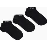 Emporio Armani Erkek Bilek Hizasında Esnek Pamuklu Logo Detaylı Üçlü Paket Siyah Çorap EM000550 AF26377-UC001 - L - XL