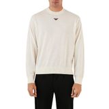 EMPORIO ARMANI Erkek Bisiklet Yaka, Regular Fit, Uzun Kollu,%100 Yün Kazak, Ekru