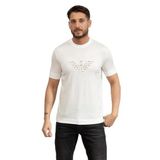Emporio Armani Erkek Bisiklet Yaka T-Shirt, Off White, XL