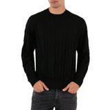 EMPORIO ARMANI Erkek Bisiklet Yaka, Uzun Kollu,%100 Yün Triko Kazak, Siyah