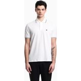 Emporio Armani Erkek Dar Kalıp Logo Detaylı Esnek Pike Kumaşlı Kısa Kollu Beyaz Polo Yaka T-Shirt EM004607 AF23090-U0003