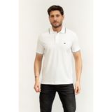 Emporio Armani Erkek Dar Kalıp Logo Detaylı Esnek Pike Kumaşlı Kısa Kollu Beyaz Polo Yaka T-Shirt