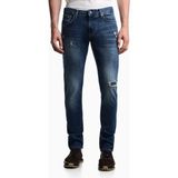 Emporio Armani Erkek Dar Kesim Eskitme Desenli Düz Paça Denim Lacivert Jeans EM000121 AF27790-MB002 - 33 - 32
