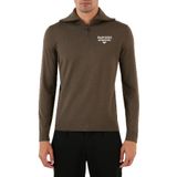 EMPORIO ARMANI Erkek Dik Yaka, Fermuarlı, Regular Fit, Yünlü Kazak, Haki