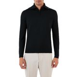 EMPORIO ARMANI Erkek Dik Yaka, Fermuarlı, Regular Fit, Yünlü Triko Kazak, Lacivert