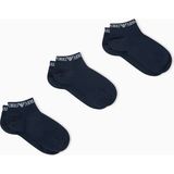 Emporio Armani Erkek Düşük Bilekli Logo Detaylı Pamuklu Üçlü Paket Lacivert Çorap EM000550 AF20083-MB153 - S - M