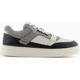 Emporio Armani Erkek Düz Taban Kırmızı Işaret ve Kalp Desenli Siyah-Beyaz Sneaker X4X688 XR333-U566