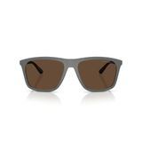 Emporio Armani Erkek Ea4237 Kare Güneş Gözlüğü, Mat Gri/Koyu Kahverengi, 57 mm