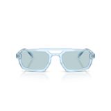 EMPORIO ARMANI(エンポリオアルマーニ) Erkek Ea4240u Evrensel Fit Dikdörtgen Güneş Gözlüğü, Parlak Şeffaf Işık/Açık Mavi, 53 mm