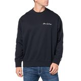Emporio Armani Erkek İmzalı Logo Streç Poli Viskon Bisiklet Yaka Sweatshirt, Lacivert, XL