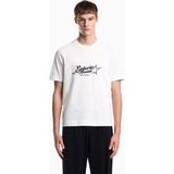 Emporio Armani Erkek Kalın Jarse Dokuma Kumaş Logo Nakışlı Yuvarlak Yakalı Kısa Kollu Beyaz T-Shirt EM006809 AF13715-U0003