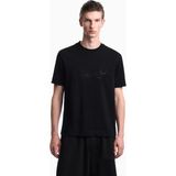 Emporio Armani Erkek Kalın Jarse Dokuma Kumaş Logo Nakışlı Yuvarlak Yakalı Kısa Kollu Siyah T-Shirt EM006809 AF13715-UC001
