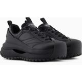 Emporio Armani Erkek Kalın Taban Bağcıklı Taban Arkası Marka Yazı Desenli Siyah Sneaker EM003035 AF18226-MC105