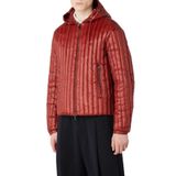 Emporio Armani Erkek Kapüşonlu Fermuarlı Şişme Mont, Bordo, 54 Beden