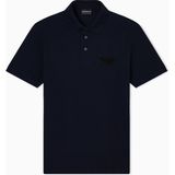Emporio Armani Erkek Kartal Logolu Normal Kalıp Pike Pamuklu Kısa Kollu Lacivert Polo Yaka T-Shirt EM003524 AF12955-UB118 - 3XL