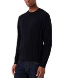 Emporio Armani Erkek Kazak, Uzun Kollu, Logo Nakışlı, Bisiklet Yaka, Regular Fit, Siyah