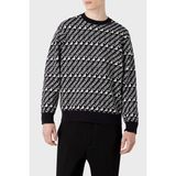 Emporio Armani Erkek Marka Logo Detaylı Bisiklet Yaka Regular Fit Lacivert-Beyaz Kazak 6R1MU2 1MMKZ-F905 - 2XL