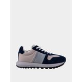 Emporio Armani Erkek Marka Logolu Bağcıklı Kaydırmaz Tabanlı Günlük Bej - Lacivert Sneaker -T859 X4X640 XR102