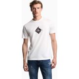 Emporio Armani Erkek Nefes Alabilen Pamuklu Jarse Kumaş Desenli Kısa Kollu Beyaz T-Shirt EM006924 AF14795-F0021 - 2XL