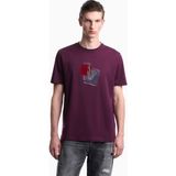 Emporio Armani Erkek Nefes Alabilen Pamuklu Jarse Kumaş Desenli Kısa Kollu Mor T-Shirt EM006924 AF14795-FA022 - XL