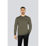 Emporio Armani Erkek Normal Kalıp Esnek Pamuklu Kartal Logo Detaylı Uzun Kollu Haki T-Shirt EM004346 AF10761-U8120 - 2XL